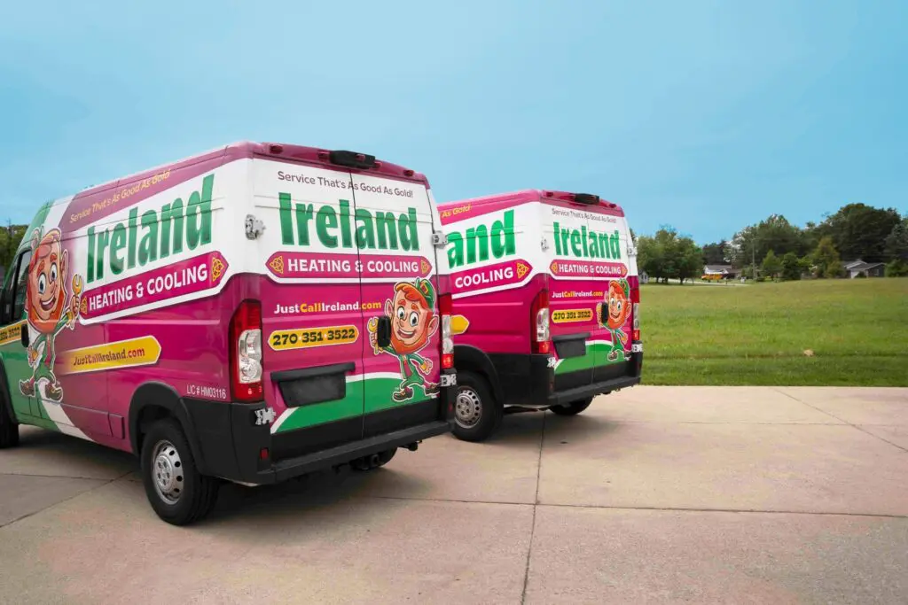 Ireland Heating and Cooling service trucks in Radcliff KY